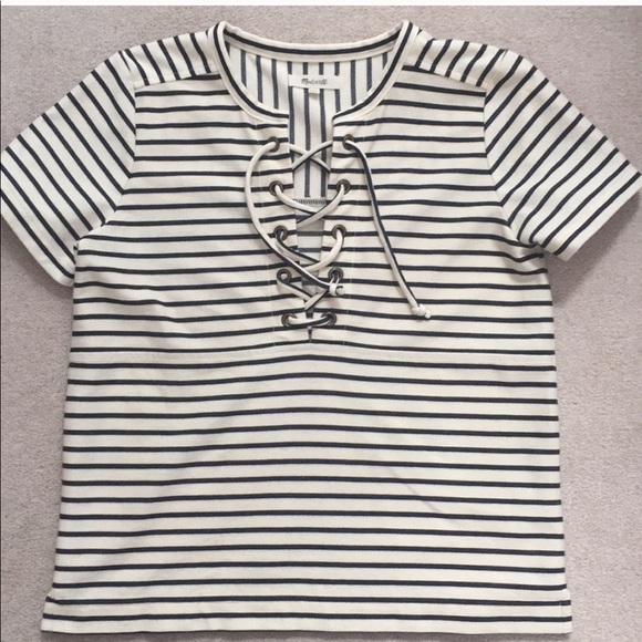 Madewell stripe lace front top - Picture 1 of 3